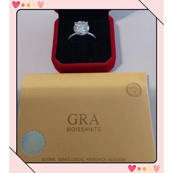 CERTIFIED 5.5 Ct. Genuine Diamond Moissanite Round & Pave Cut Engagement Ring #8